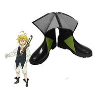 Anime japonais The Seven Deadly Sins Cosplay Chaussures Meliodas Cosplay Mode Perruque Hommes Halloween Cosplay Costume Bottes noires 36 Chaussures uniquement