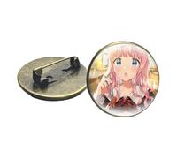 Anime Kaguya-sama : Love Is War Badges Shinomiya Kaguya Fujiwara Chika Cartoon Figures Broche en verre Fait à la main Otaku Jewelry, Verre