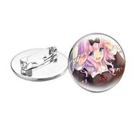 Anime Kaguya-sama : Love Is War Broche Badges Shinomiya Kaguya Fujiwara Chika Cartoon Figures Pins Glass Cabochon Otaku Jewelry, Verre