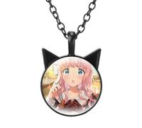 Anime Kaguya-sama: Love Is War Colliers Cartoon Figure Shinomiya Kaguya Fujiwara Chika Pendentif cabochon en verre avec oreilles de chat, Verre