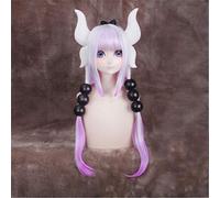 Anime Kanna Kannakamui Cosplay perruque violet clair cheveux longs synthétiques avec corne de Dragon accessoire ensemble complet Costume de fête perruques pour femmes coiffure et perruque