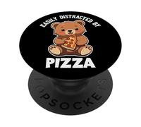 Anime Kawaii Un Ours Mignon Mange Une Pizza PopSockets PopGrip Adhésif