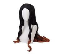 Anime : Kimetsu no Yaiba Kamado Nezuko Cos cheveux longs noirs avec costume de cosplay orange + bonnet