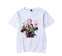 Anime Kimetsu no Yaiba Zenko Zenitsu Merch T-Shirts à Manches Courtes Garçon Fille Tees Col Rond Cosplay Dessin Tanjirou Tops