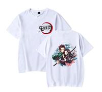 Anime Kimetsu no Yaiba Zenko Zenitsu Merch T-Shirts à Manches Courtes Garçon Fille Tees Col Rond Cosplay Dessin Tanjirou Tops