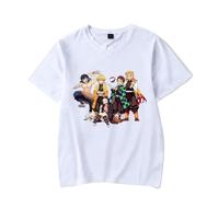Anime Kimetsu no Yaiba Zenko Zenitsu Merch T-Shirts à Manches Courtes Garçon Fille Tees Col Rond Cosplay Dessin Tanjirou Tops