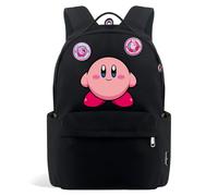 Anime Kirby Sac à dos Sac à dos léger avec 2 badges pour filles garçons | Nouveau sac de campus de semestre avec grande capacité pour les étouffants idéal pour les voyages de retour à l'école Noir
