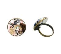 Anime Kuroshitsuji Bague souvenir Figurines Cosplay Ciel Phantomhive Sebastian Black Butler Glass Cabochon Otaku Ring Cadeau pour enfants, 16mm, Verre