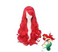 Anime La Petite Sirène Princesse Ariel Cosplay Perruque Halloween Jouer Perruque Fête Scène Synthétique Rouge Bouclés Cheveux