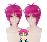 Anime la vie désastreuse de Saiki K. Cosplay perruque Saiki Kusuo droite courte rose cheveux synthétiques Halloween fête Costume perruques