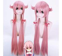 Anime le futur journal Yuno Gasai Cosplay perruque 100 cm de long rose droite cheveux synthétiques Mirai Nikki fête Costume perruques + bonnet de perruque