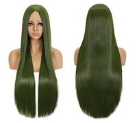 Anime Long Straight Cosplay Wig Synthetic Hair Pink Blue Red Grey Blonde Purple Black Halloween Costume Party Wigs For Women OneSize green