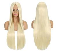 Anime Long Straight Cosplay Wig Synthetic Hair Pink Blue Red Grey Blonde Purple Black Halloween Costume Party Wigs For Women OneSize blonde1