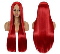 Anime Long Straight Cosplay Wig Synthetic Hair Pink Blue Red Grey Blonde Purple Black Halloween Costume Party Wigs For Women OneSize red2