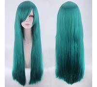 Anime Long Straight Cosplay Wig With Bangs Halloween Costume Blonde Red Black Blue Purple Grey Hair Wigs For Women OneSize green
