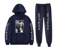 Anime Manga 86 Eighty-Six Vladilena Milize Cartoon Sweat à capuche et pantalon Bleu Costume de sport pour fans de Lena Cosplay, Bleu 1, M