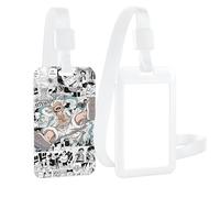 Anime Manga Pirate Porte-badge avec lanière, Blanc Porte-badge avec cordon amovible, pour Clés Carte d'identité L'école Bureau Carte de Bus,Protection étanche avec fenêtre transparente,cool