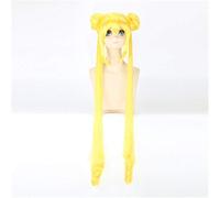 Anime marin lune Cosplay perruque Double queue de cheval longue droite Blonde citron jaune cheveux synthétiques pour Halloween Costume fête perruques dm076 1