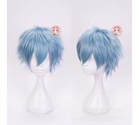 Anime Mon Héros Académique Boku No Hiro Akademia Shigaraki Tomura Perruques Courtes Gris Bleu Mixte Bouclés Cosplay Perruque + Bonnet De Perruque