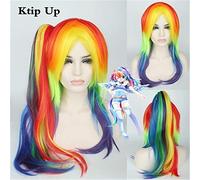 Anime mon petit poney arc-en-ciel Cosplay perruques longs cheveux synthétiques Halloween fête de noël Costume perruque avec queue de cheval pour les femmes