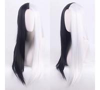 Anime Movie 101 Cruella de Vil Mix Black White Cosplay Wig Synthetic Hair Halloween Party Wigs For Women Adult OneSize longstraight