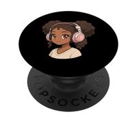 Anime Music Black Girl Anime Afro American Otaku PopSockets PopGrip Adhésif