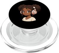 Anime Music Black Girl Anime Afro American Otaku PopSockets PopGrip pour MagSafe