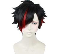 Anime Nagumo Tetora Cosplay Wigs Short Black Mixed Red Synthetic Halloween Party Costume Wigs + Wig Cap