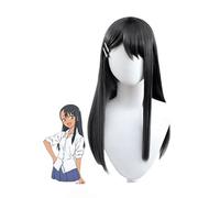 Anime Ne Jouez Pas Avec Moi Miss Nagatoro Perruque Cosplay, Perruques De Fête De Costume D'halloween Aux Cheveux Longs Noirs Pour Femmes