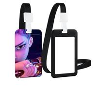 Anime Noir Porte-badge avec lanière, avec cordon amovible, Cool Kpop Cartoon Hunters Rumi Mira Zoey Manga Design,pour Clés Carte d'identité L'école Bureau Carte de Bus,Protection étanche, fashion