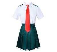 Anime Ochaco Uraraka Uniforme Scolaire Outfit Ensemble Cosplay Costume Femme Blanc S (Chest 78-81cm)