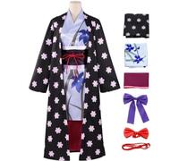 Anime One Piece Nico Robin Cosplay Costume Outfit Role Play Uniform Cloak Kimono Full Set Halloween Carnival Party Dress Up Suit (Costume,S)