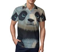 Anime Panda Face - Polo hawaïen à manches courtes pour homme, coupe classique, léger pour la plage, Style :, Taille 5XL