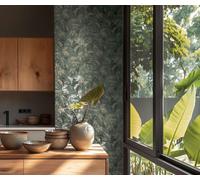 Animé Papier Avec Motif Feuille Et Fine Structure - Bleu, Vert, Or