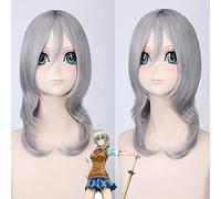 Anime pauvreté dieu Sakura Ichiko Cosplay perruques gris moyen Long droit synthétique cheveux résistant à la chaleur jeu de rôle perruque avec frange PL-042