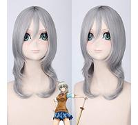 Anime pauvreté dieu Sakura Ichiko Cosplay perruques gris moyen Long droit synthétique cheveux résistant à la chaleur jeu de rôle perruque avec frange PL-042
