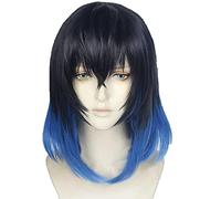 Anime : Perruque de cosplay Kimetsu No Yaiba Inosuke Hashibira en cheveux synthétiques résistants à la chaleur + bonnet de perruque