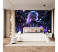 Anime Personnages Papier Peint Photo, Noir Ailes Armure Femme Mat image Muraux Poster, épaissi Photo Murale pour Chambre Salon Chambre d'enfants Mur de fond TV Dortoir Décoration Murale 500 x 280 CM