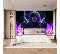 Anime Personnages Papiers peints, 3D Violet Ailes Noir Armure Femme Salon Wallpaper, Mat épaissi Photo Murale, Chambre Intissé Papier Peint Photo, Mur de fond TV lmage Muraux Poster 500 x 280 CM
