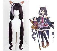 Anime Princess Connect! Re: Dive Kyro Cosplay perruque 110 cm dégradé oreilles de chat longue queue de cheval bouclée perruque cheveux Cosplay perruque + oreilles en peluche perruque avec oreilles