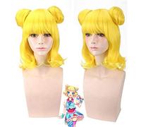 Anime Pripara Minami Mirei Cosplay perruque jaune court bouclés cheveux synthétiques avec petits pains Halloween carnaval Costume perruques Pelucas