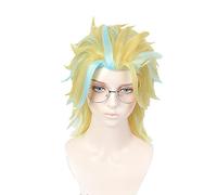 Anime Rindo Haitani Cosplay Wig Golden Mixed Blue Heat Resistant Synthetic Hair Cosplay Wigs + Wig Cap