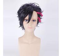Anime Role Play For The Animation Mutsuki Hajime Cosplay Short Curly Purple Red Mixed Color Wig Halloween