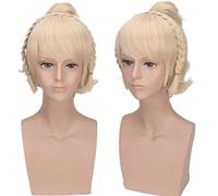 Anime Role Play Wig For Final Fantasy XV Lunafreya Nox Fleuret Cosplay Wig 35cm Short beige braided Hair Women