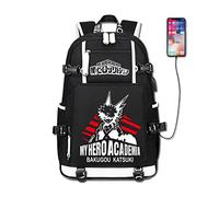 Anime Sac à Dos pour My He-ro Academ-IA Garçons Enfant Filles, 3D Manga Sac D'école Bookbag, Casual Laptop Cartable USB Charging Port-F||1 Piece