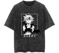Anime Seven Deadly Sins T-Shirt Lavé Vintage Manches Courtes Harajuku Hip Hop T-Shirt Hommes Femmes Streetwear Unisexe Top-H||s