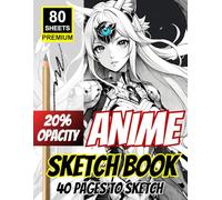 Anime Sketch Book - 40 Pages to Sketch | 80 Premium Sheets | 20% Opacity Character Templates