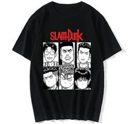 Anime Slam Dunk T-Shirt Men Women Fashion Summer Hip Hop Short Sleeve T-Shirts Cotton Top Streetwear Oversize Tee Shirt Black XXL