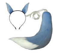 Anime Spice and Wolf Holo Kamisama Kiss Fox/Chat Queue en peluche 25 cm + 2 oreilles clip accessoires Halloween Cosplay - Bleu - 64 cm