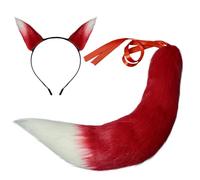 Anime Spice and Wolf Holo Kamisama Kiss Fox/Chat Queue en peluche 25 cm + 2 oreilles clip accessoires Halloween Cosplay - Rouge - 64 cm